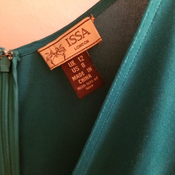 NEW Issa London plunge 100% SILK teal dress Size 8 cocktail/holiday party, flowy - Picture 5 of 10